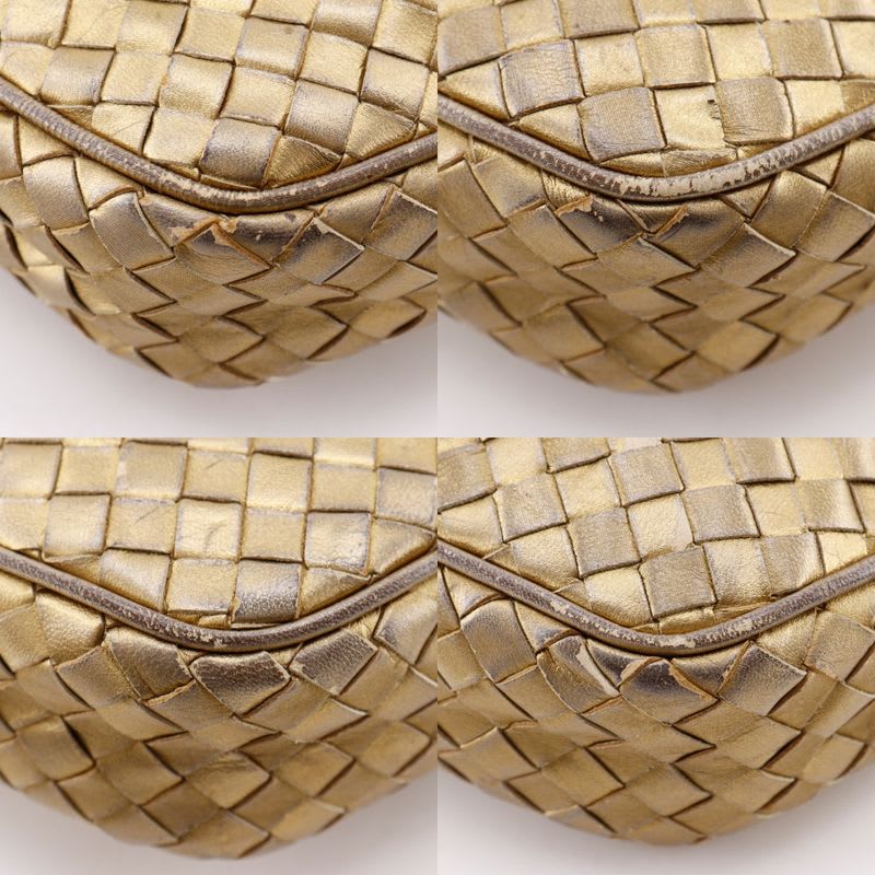 Bottega Veneta Intrecciato Calfskin Gold Shoulder Bag
