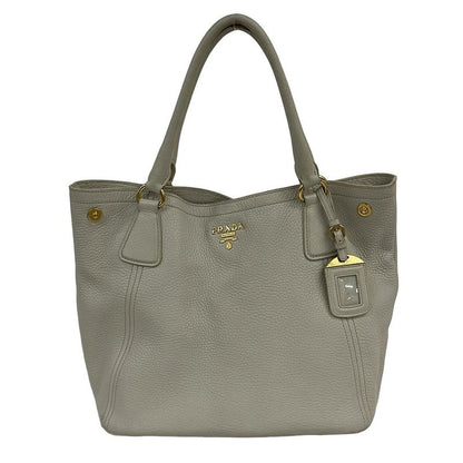 Prada Tote Bag - Ivory Leather Tag Leather