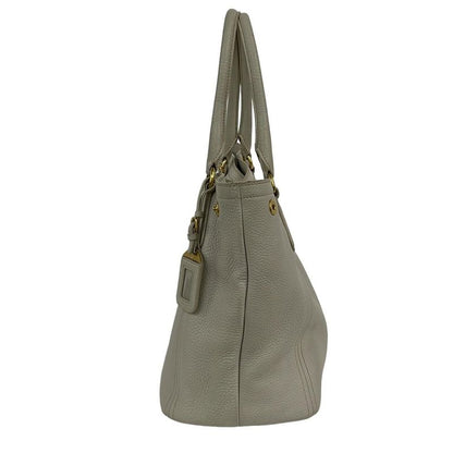 Prada Tote Bag - Ivory Leather Tag Leather