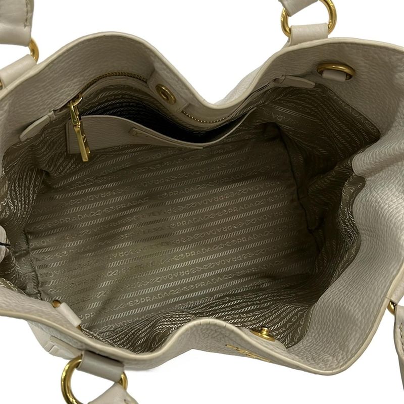 Prada Tote Bag - Ivory Leather Tag Leather