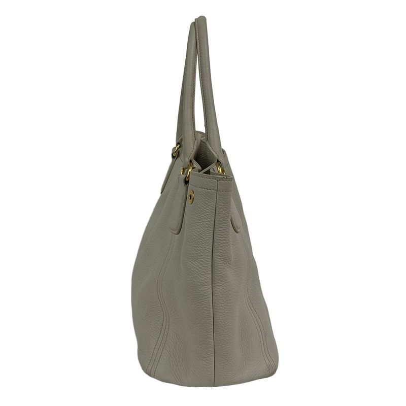 Prada Tote Bag - Ivory Leather Tag Leather