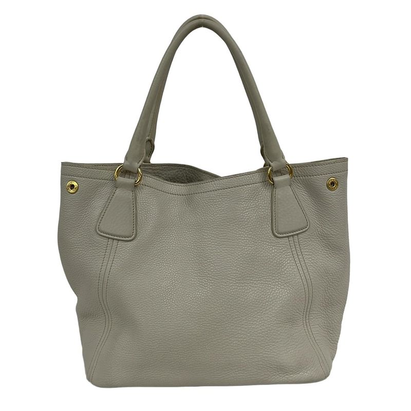 Prada Tote Bag - Ivory Leather Tag Leather