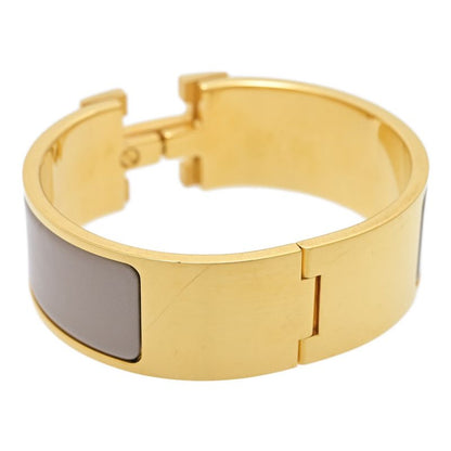 Hermes Classic Click Bangle Alloy Plated-61.9g Gold X Beige Present Reward []A