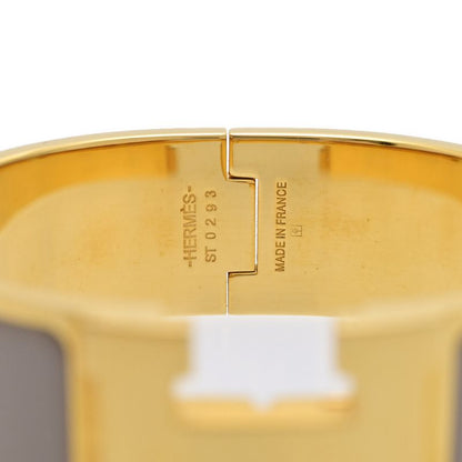 Hermes Classic Click Bangle Alloy Plated-61.9g Gold X Beige Present Reward []A