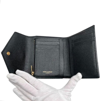 Saint Laurent Trifold Wallet Monogram Compact Threefold Wallet 403943 Textured