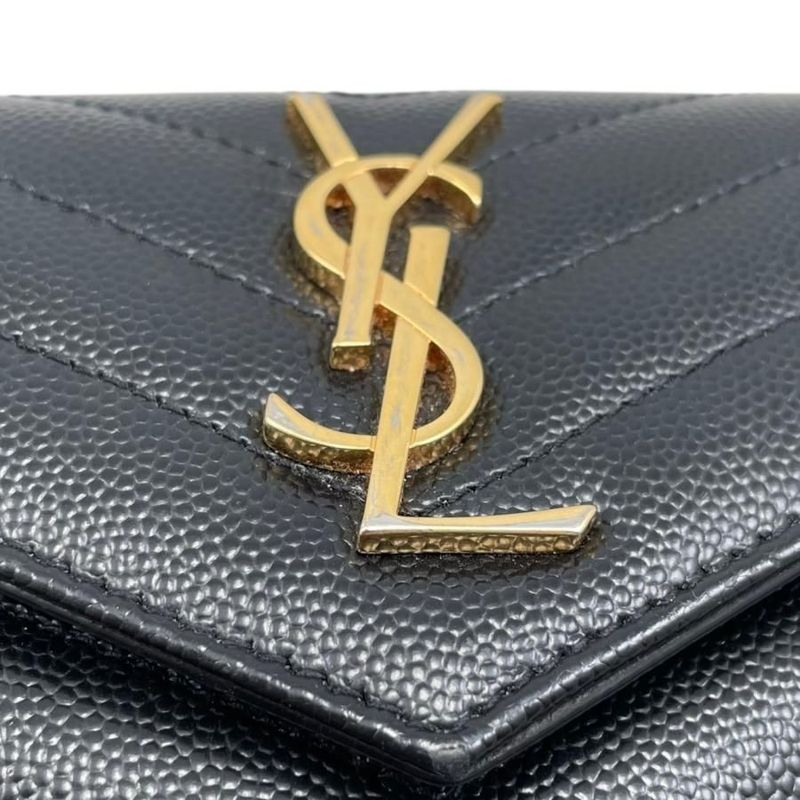 Saint Laurent Trifold Wallet Monogram Compact Threefold Wallet 403943 Textured