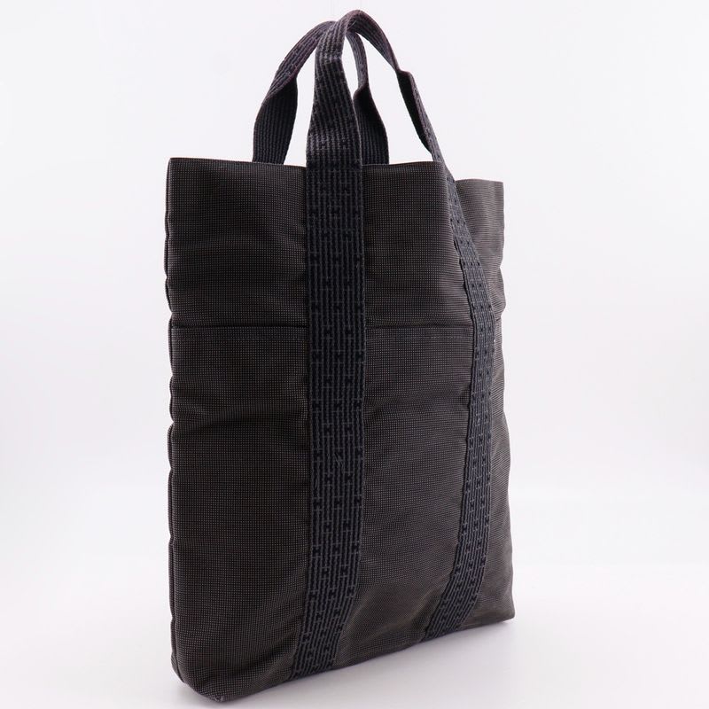 Hermes Her Line Cabas Tote Bag Nylon Canvas Gray Unisex Handbag