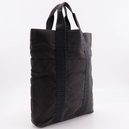 Hermes Her Line Cabas Tote Bag Nylon Canvas Gray Unisex Handbag