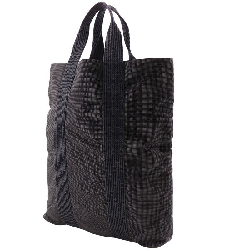 Hermes Her Line Cabas Tote Bag Nylon Canvas Gray Unisex Handbag