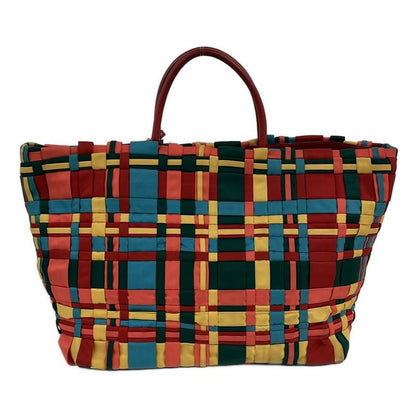 Prada Tote Bag - Red X Light Blue X Multi-braided Leather
