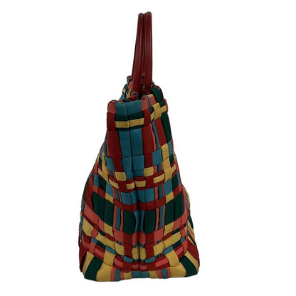 Prada Tote Bag - Red X Light Blue X Multi-braided Leather