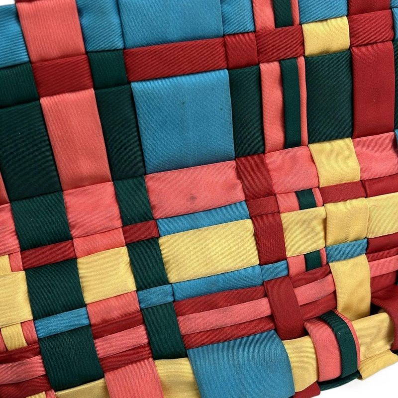 Prada Tote Bag - Red X Light Blue X Multi-braided Leather