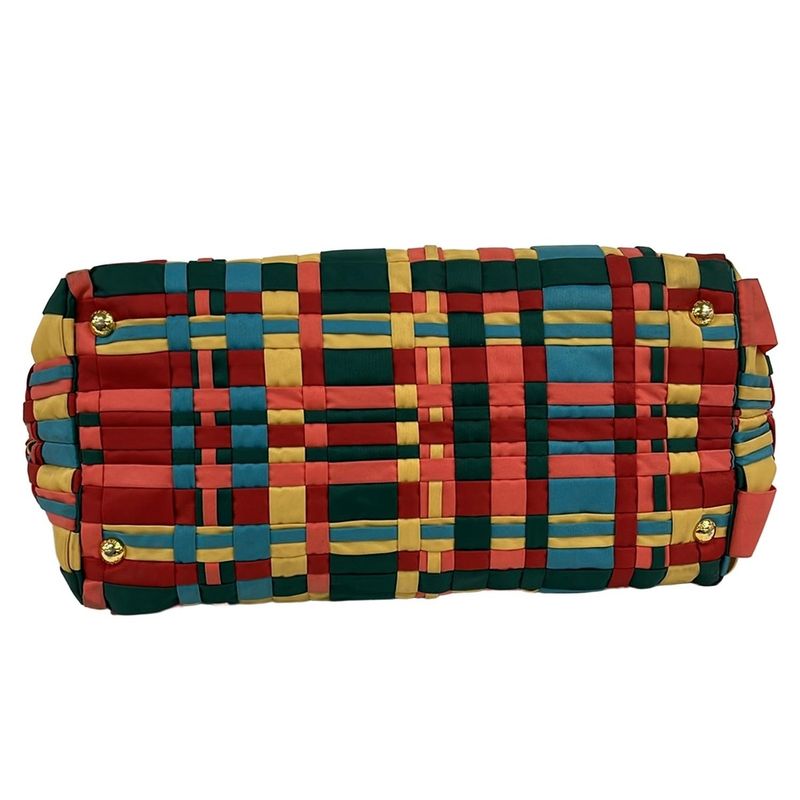 Prada Tote Bag - Red X Light Blue X Multi-braided Leather