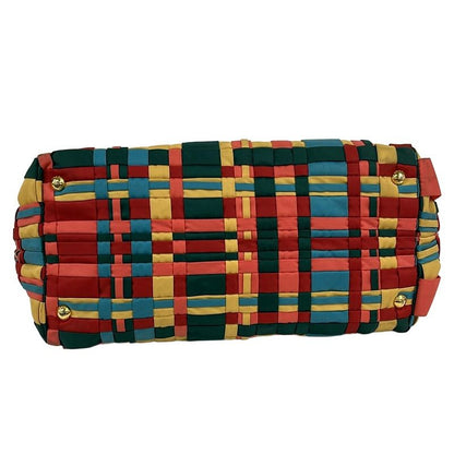 Prada Tote Bag - Red X Light Blue X Multi-braided Leather