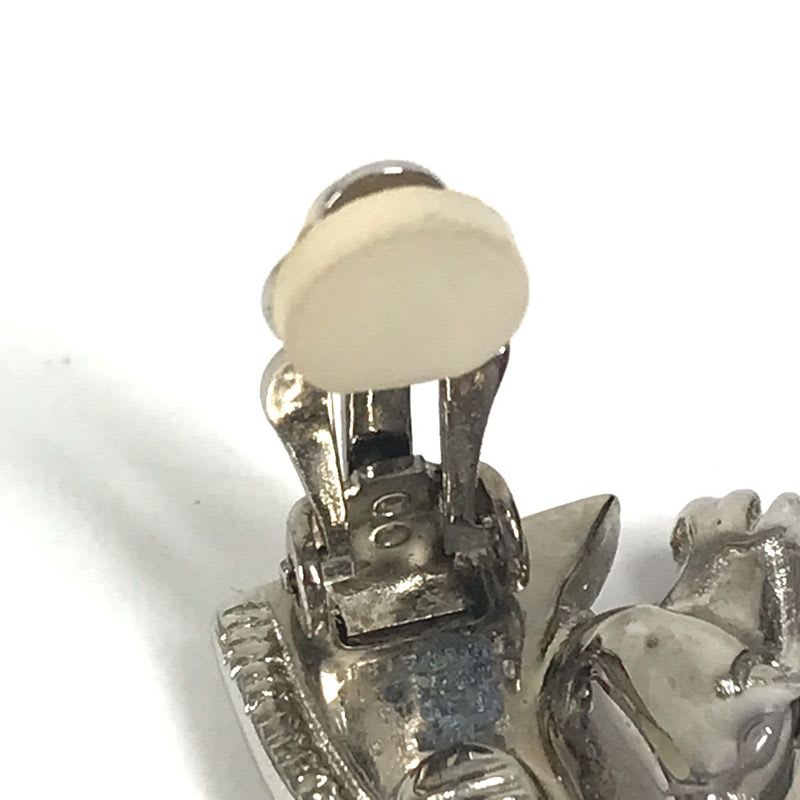 Hermes Earrings Cheval Horse Logo Metal Silver