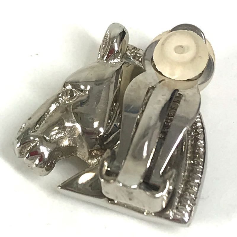 Hermes Earrings Cheval Horse Logo Metal Silver