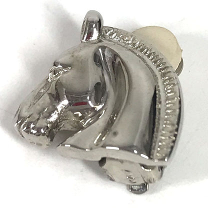 Hermes Earrings Cheval Horse Logo Metal Silver