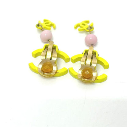 Chanel Earring Here Mark 2 Rows A21871 Metal Yellow