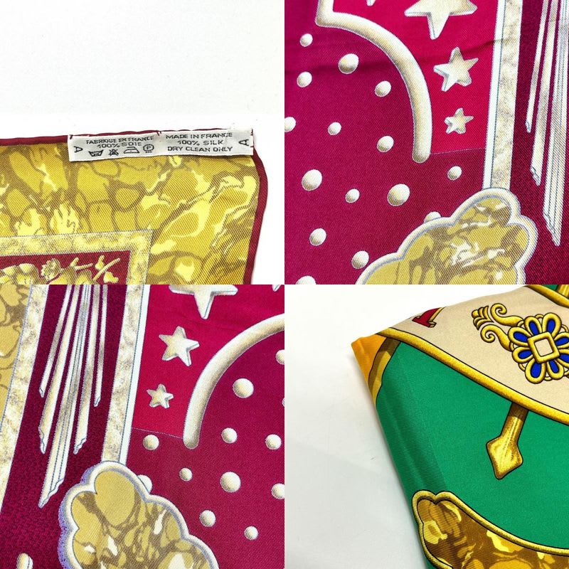 Hermes Scarf Carpe DIEM Enjoy The Day Sun Moon Star Silk Red