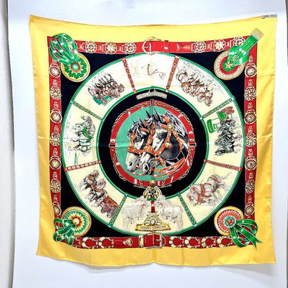 Hermes Scarf Chevaux de Trait YAMA SILK Orange