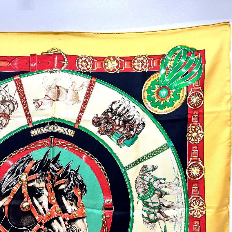 Hermes Scarf Chevaux de Trait YAMA SILK Orange