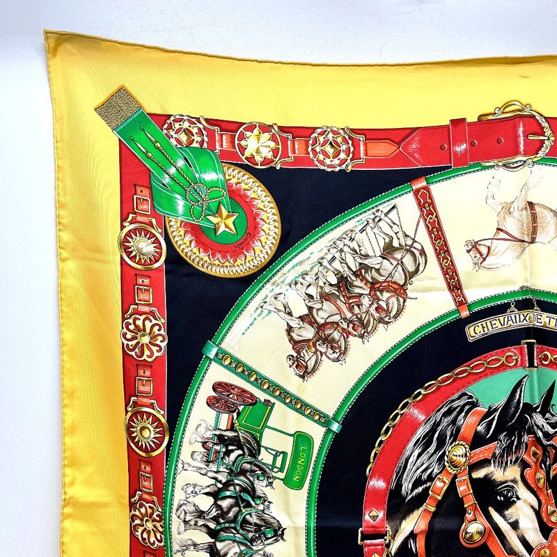 Hermes Scarf Chevaux de Trait YAMA SILK Orange