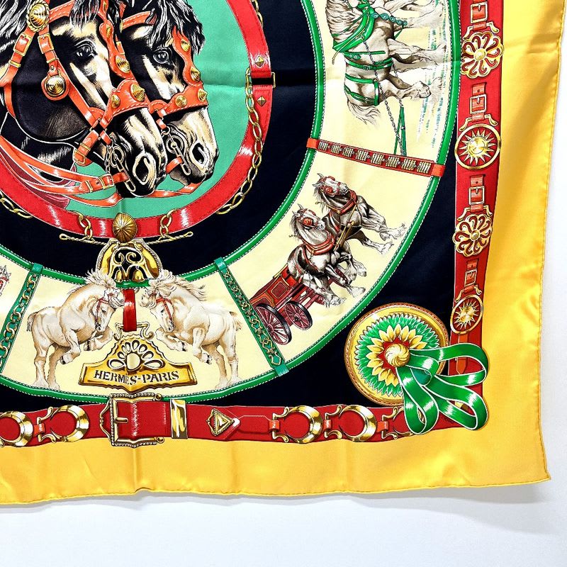 Hermes Scarf Chevaux de Trait YAMA SILK Orange