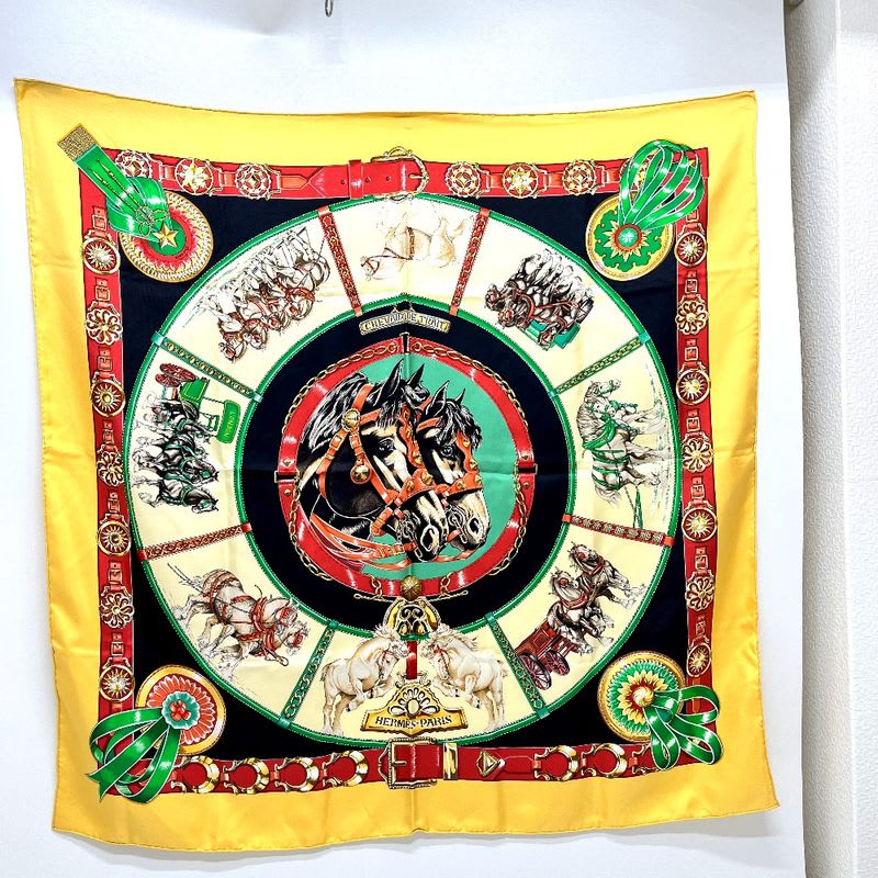 Hermes Scarf Chevaux de Trait YAMA SILK Orange