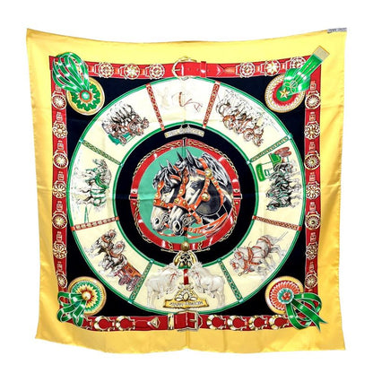 Hermes Scarf Chevaux de Trait YAMA SILK Orange