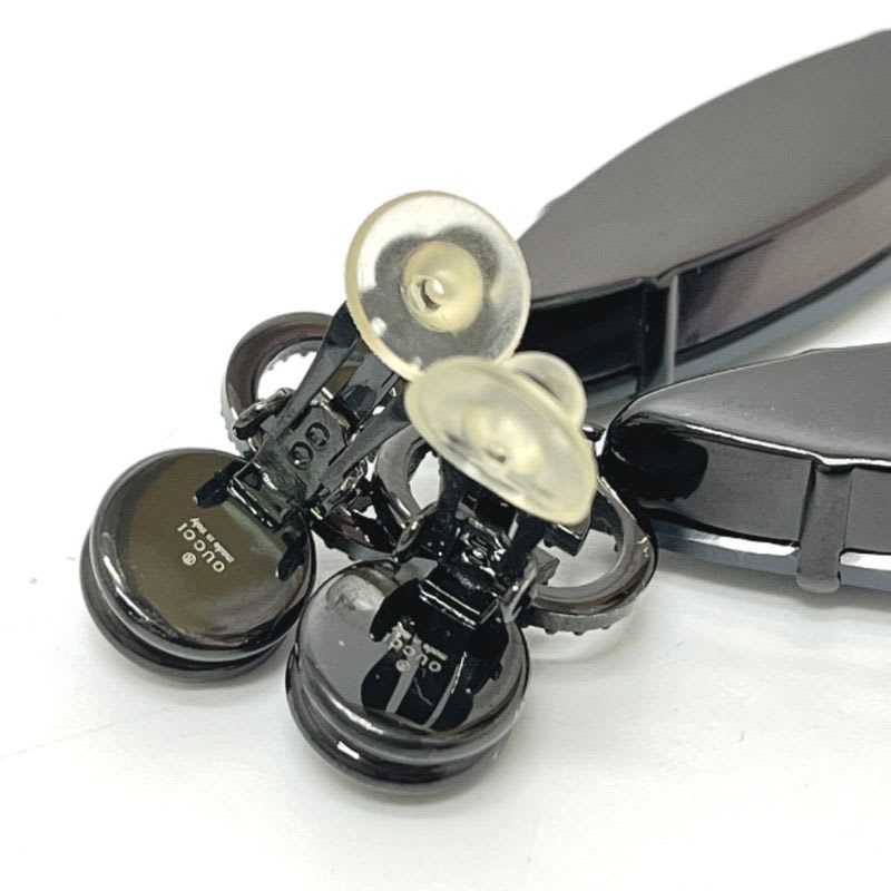 Gucci Earrings GG Crystal Bijou Metal Black