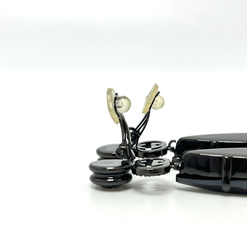 Gucci Earrings GG Crystal Bijou Metal Black