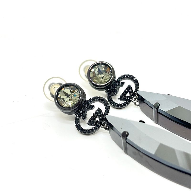 Gucci Earrings GG Crystal Bijou Metal Black