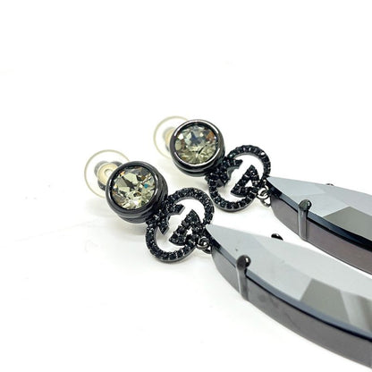 Gucci Earrings GG Crystal Bijou Metal Black