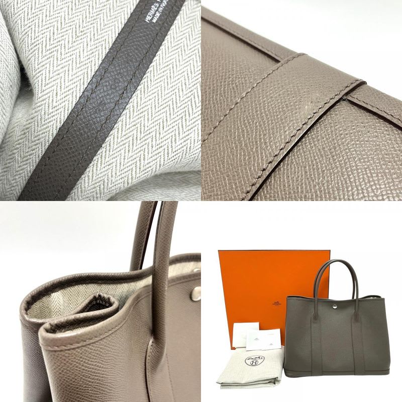 Hermes Tote Bag Garden Party 36 Vaux Epson Gris Etan Gray