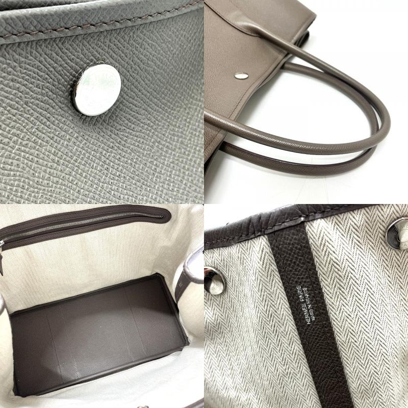 Hermes Tote Bag Garden Party 36 Vaux Epson Gris Etan Gray