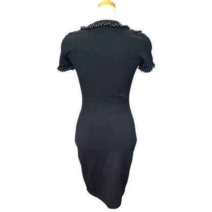 Chanel Dress Bijou Decoration P36973 Wool Black