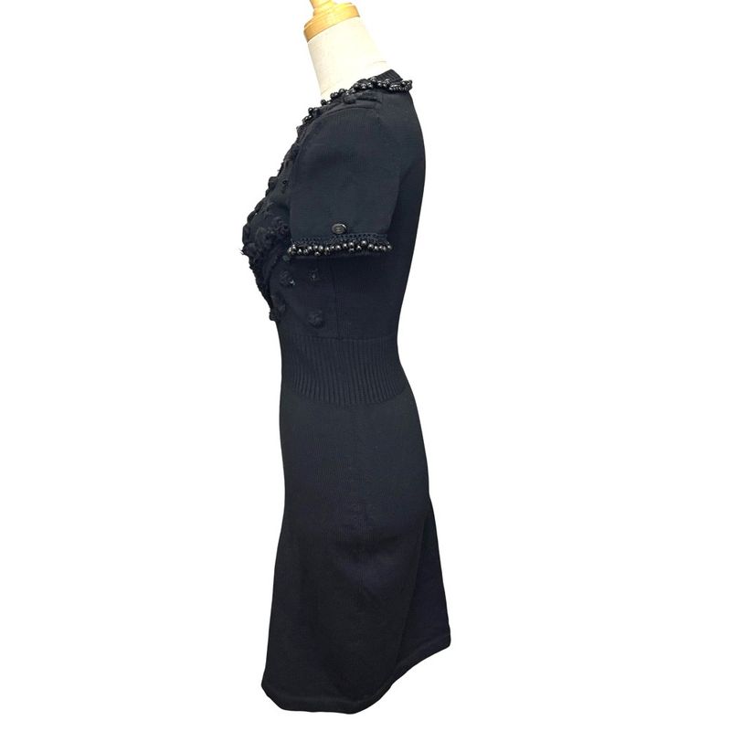Chanel Dress Bijou Decoration P36973 Wool Black