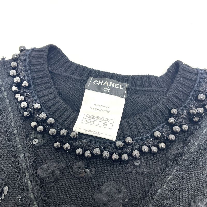 Chanel Dress Bijou Decoration P36973 Wool Black