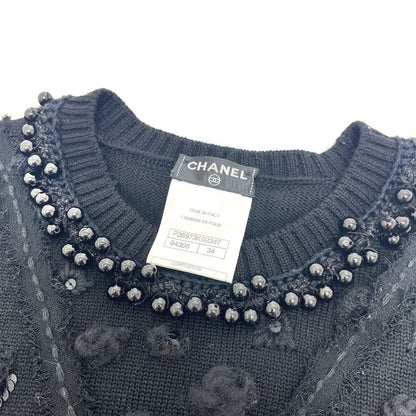 Chanel Dress Bijou Decoration P36973 Wool Black