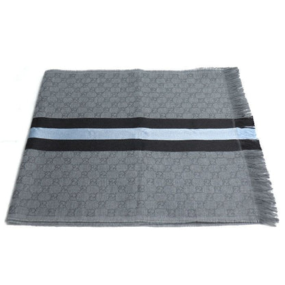 Gucci Sherry Line Muffler Gray Brown Sky Blue 4g704 1469 Unisex Scarf
