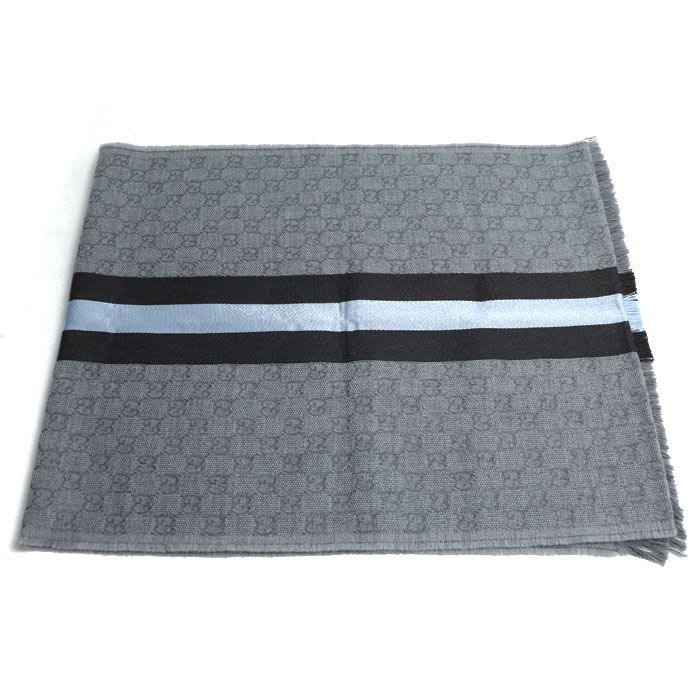 Gucci Sherry Line Muffler Gray Brown Sky Blue 4g704 1469 Unisex Scarf