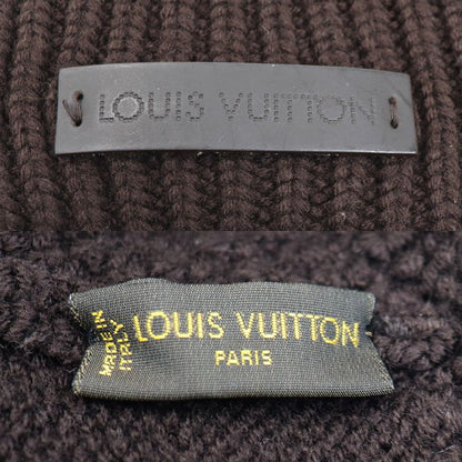 Louis Vuitton Damier Leather Patch Knit Cap Brown Women's