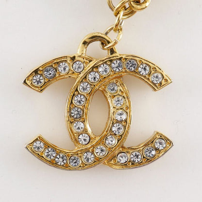 Chanel Cocomark Vintage Gold Plated X Rhinestone Women's 37g Necklace