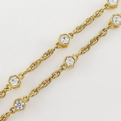 Chanel Cocomark Vintage Gold Plated X Rhinestone Women's 37g Necklace
