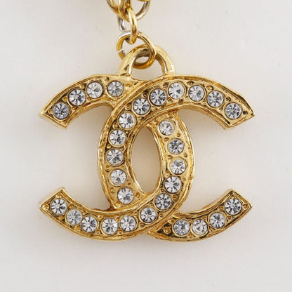 Chanel Cocomark Vintage Gold Plated X Rhinestone Women's 37g Necklace