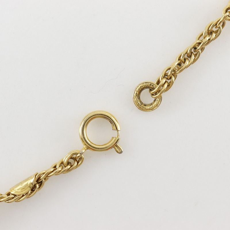 Chanel Cocomark Vintage Gold Plated X Rhinestone Women's 37g Necklace