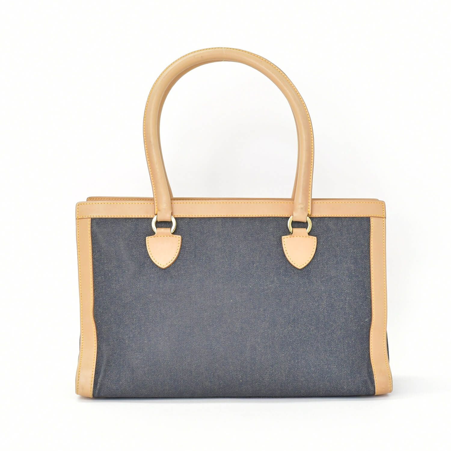 Dior Handbag BO B Denim Leather Navy Brown Gold — view 3
