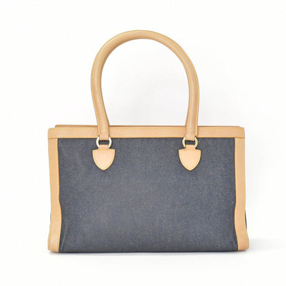 Dior Handbag BO B Denim Leather Navy Brown Gold — view 3