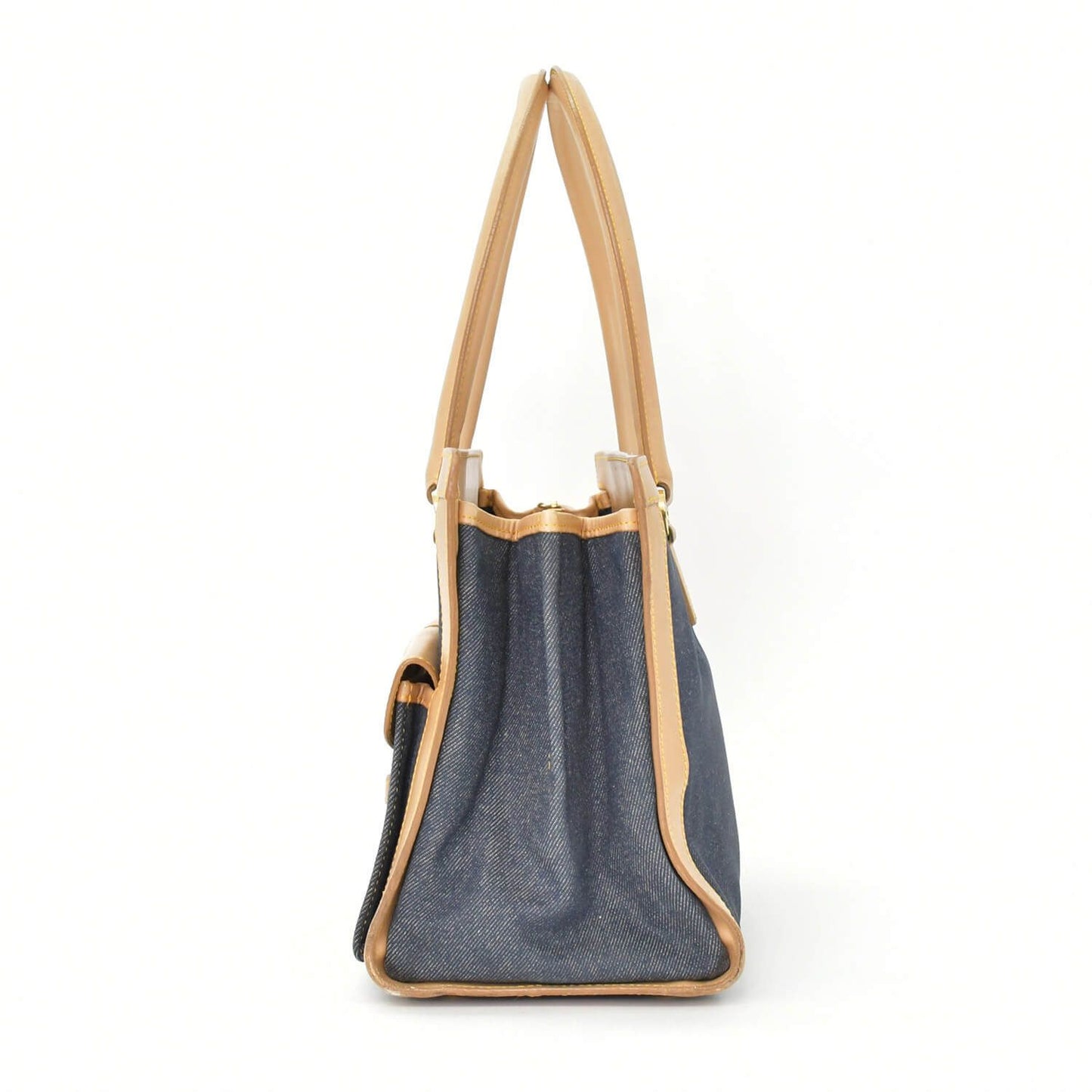 Dior Handbag BO B Denim Leather Navy Brown Gold — view 2