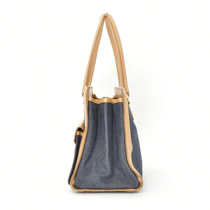 Dior Handbag BO B Denim Leather Navy Brown Gold — view 2